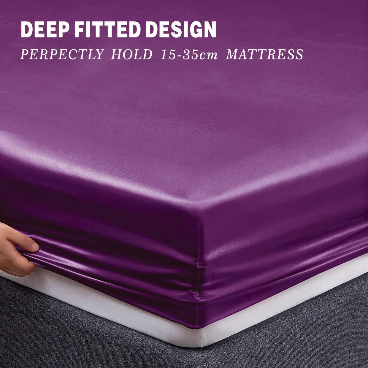 Art Silk Satin Sheet Set Hotel 4 Pieces Fitted/Flat Sheet Bedding Set-Luxury Soft Silky Sheets for Hair and Skin, Similar to Silk Bed Sheets Set 4 Pieces(Double,Purple) - Image 3