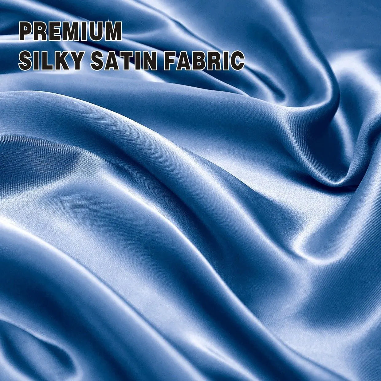 Art Silk Satin Sheet Set Hotel 4 Pieces Fitted/Flat Sheet Bedding Set-Luxury Soft Silky Sheets for Hair and Skin, Similar to Silk Bed Sheets Set 4 Pieces(King,Ocean) - Image 2