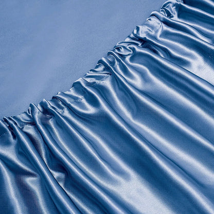 Art Silk Satin Sheet Set Hotel 4 Pieces Fitted/Flat Sheet Bedding Set-Luxury Soft Silky Sheets for Hair and Skin, Similar to Silk Bed Sheets Set 4 Pieces(Queen,Ocean) - Image 4