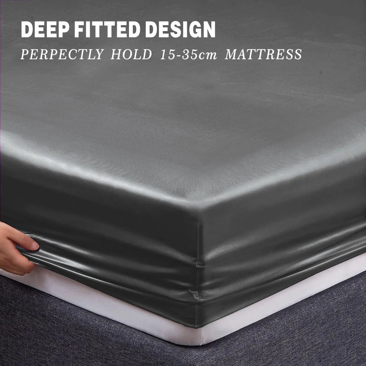 Art Silk Satin Sheet Set Hotel 4 Pieces Fitted/Flat Sheet Bedding Set-Luxury Soft Silky Sheets for Hair and Skin, Similar to Silk Bed Sheets Set 4 Pieces(Queen,Grey) - Image 4