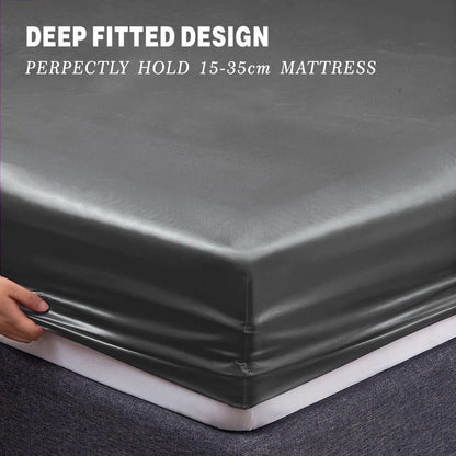 Art Silk Satin Sheet Set Hotel 4 Pieces Fitted/Flat Sheet Bedding Set-Luxury Soft Silky Sheets for Hair and Skin, Similar to Silk Bed Sheets Set 4 Pieces(Queen,Grey) - Image 4