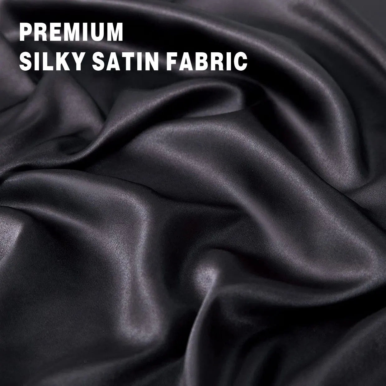 Art Silk Satin Sheet Set Hotel 4 Pieces Fitted/Flat Sheet Bedding Set-Luxury Soft Silky Sheets for Hair and Skin, Similar to Silk Bed Sheets Set 4 Pieces(Super King,Black) - Image 2