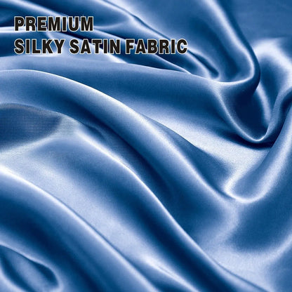 Art Silk Satin Sheet Set Hotel 4 Pieces Fitted/Flat Sheet Bedding Set-Luxury Soft Silky Sheets for Hair and Skin, Similar to Silk Bed Sheets Set 4 Pieces(Super King,Ocean) - Image 2