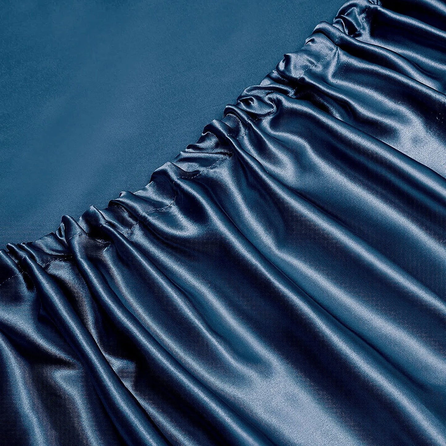 Art Silk Satin Sheet Set Hotel 4 Pieces Fitted/Flat Sheet Bedding Set-Luxury Soft Silky Sheets for Hair and Skin, Similar to Silk Bed Sheets Set 4 Pieces(Super King,Navy) - Image 4