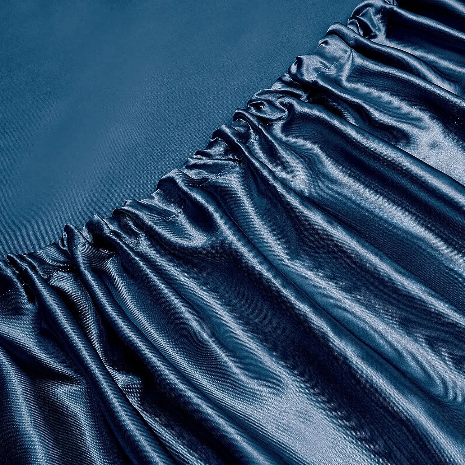 Art Silk Satin Sheet Set Hotel 4 Pieces Fitted/Flat Sheet Bedding Set-Luxury Soft Silky Sheets for Hair and Skin, Similar to Silk Bed Sheets Set 4 Pieces(Super King,Navy) - Image 4