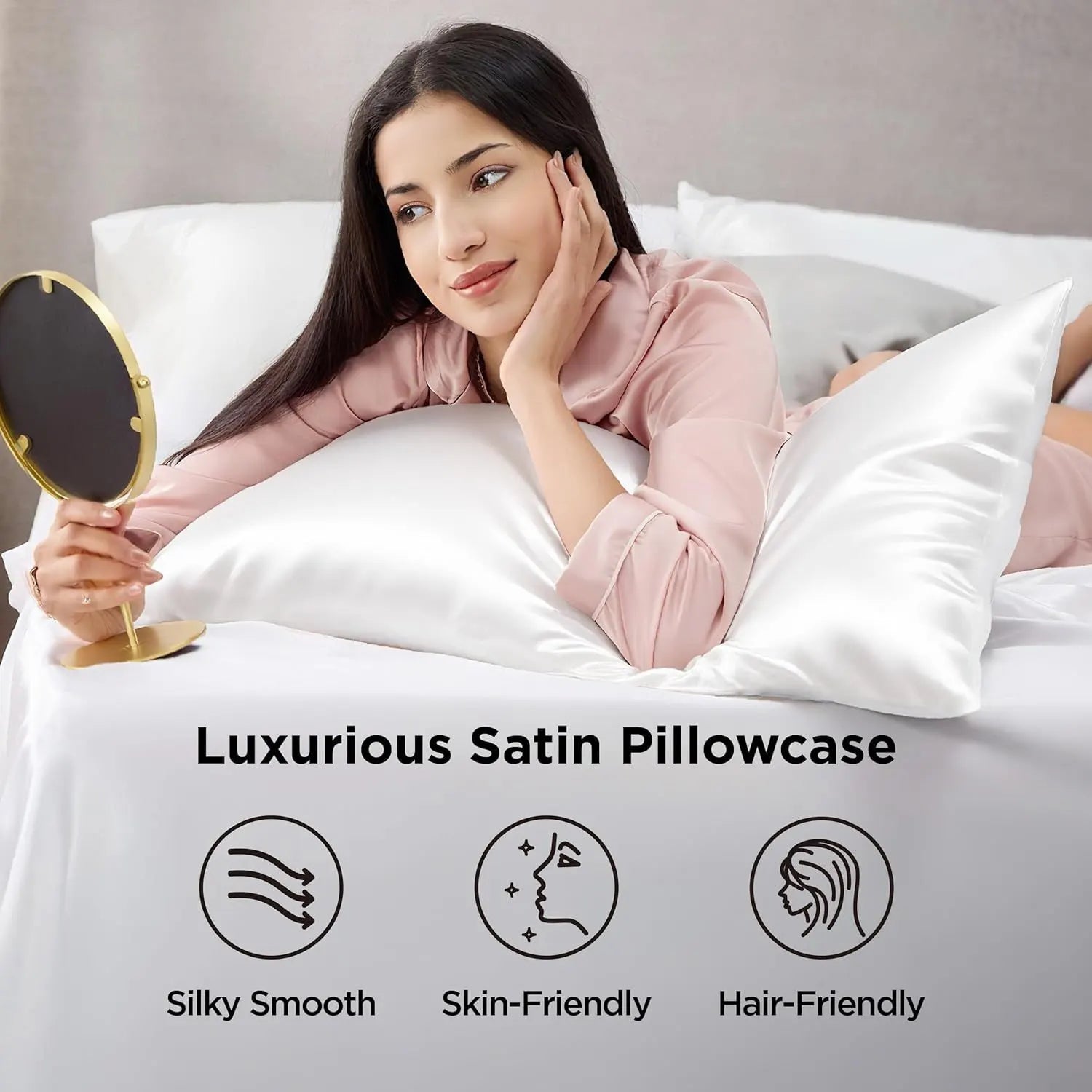 Silk Pillowcase for Hair and Skin Mulberry Silk Pillowcase Soft Breathable Smooth Both Sided Natural Silk Pillowcase with Envelope pocket Beauty Sleep Silk Pillow Case for Gift (2 Pack, Standard, White) - Image 3