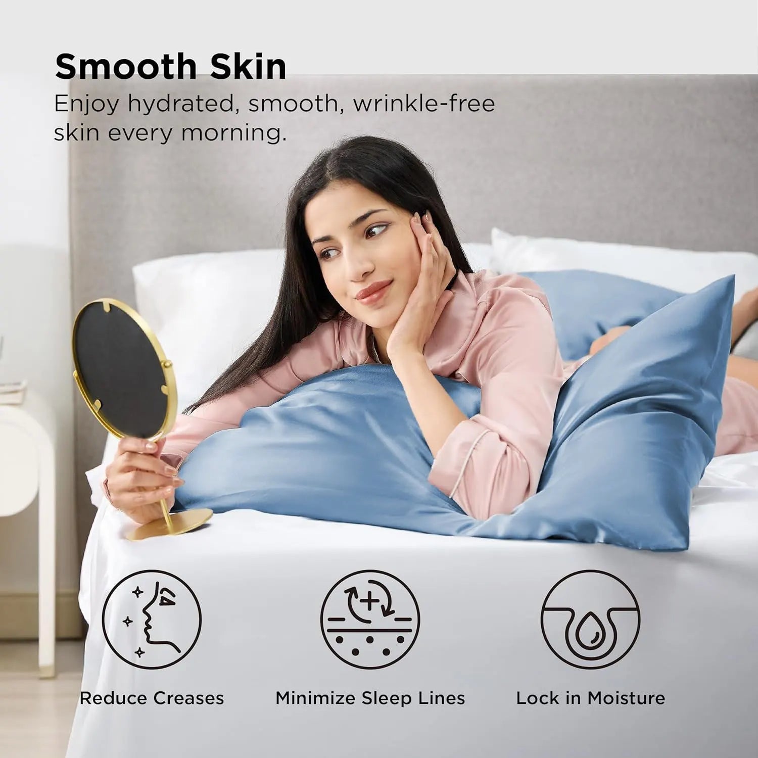 Silk Pillowcase for Hair and Skin Mulberry Silk Pillowcase Soft Breathable Smooth Both Sided Natural Silk Pillowcase with Envelope pocket Beauty Sleep Silk Pillow Case for Gift (2 Pack, Standard, Sea Blue) - Image 4