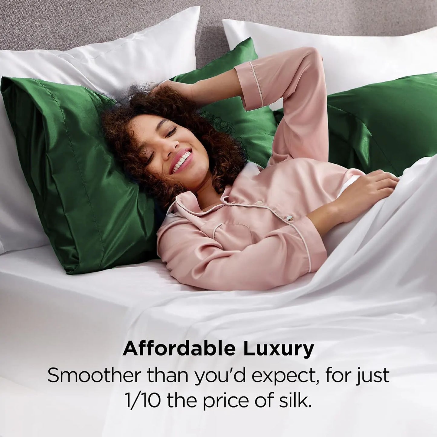 Silk Pillowcase for Hair and Skin Mulberry Silk Pillowcase Soft Breathable Smooth Both Sided Natural Silk Pillowcase with Envelope pocket Beauty Sleep Silk Pillow Case for Gift (2 Pack, Standard, Green) - Image 3