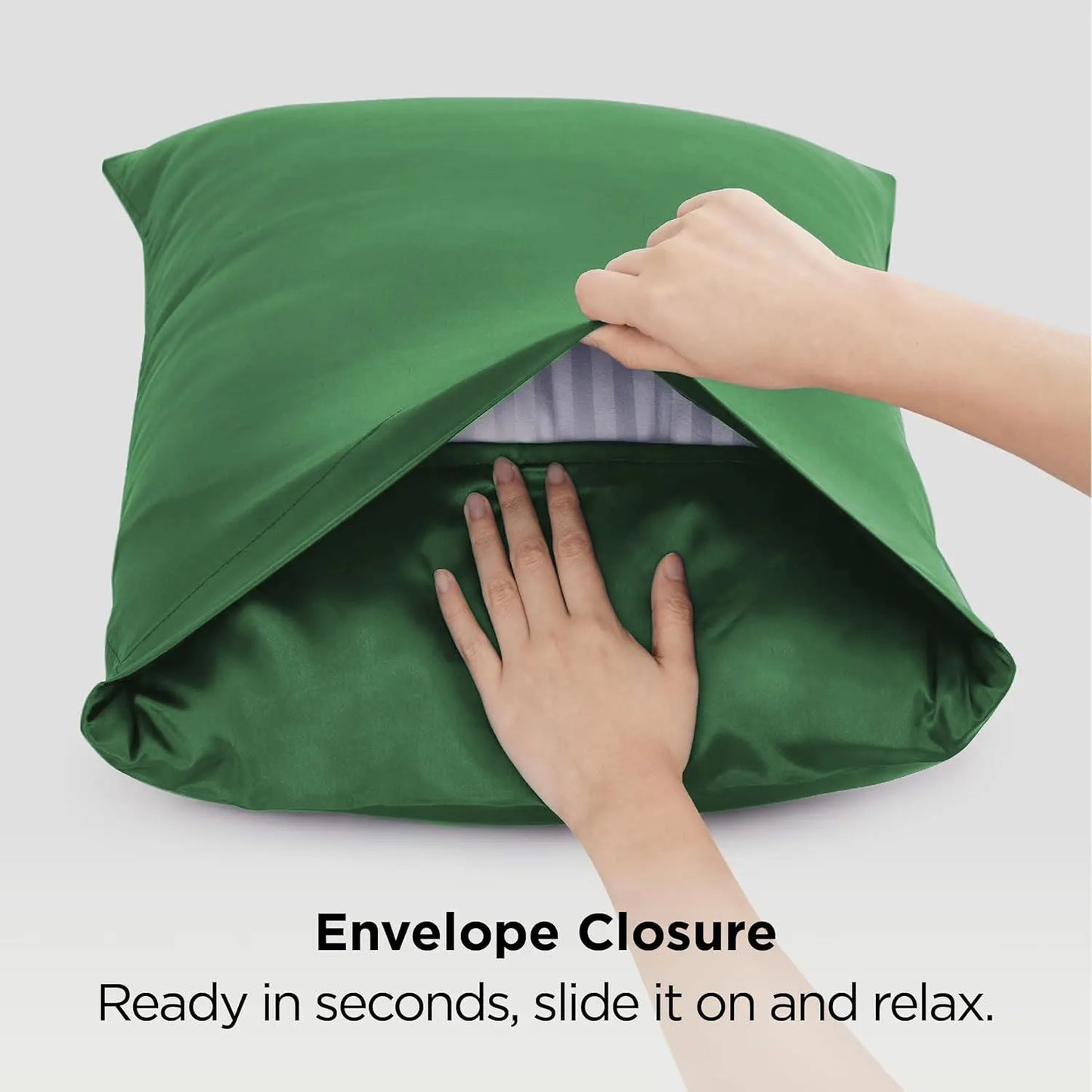 Silk Pillowcase for Hair and Skin Mulberry Silk Pillowcase Soft Breathable Smooth Both Sided Natural Silk Pillowcase with Envelope pocket Beauty Sleep Silk Pillow Case for Gift (2 Pack, Standard, Green) - Image 4