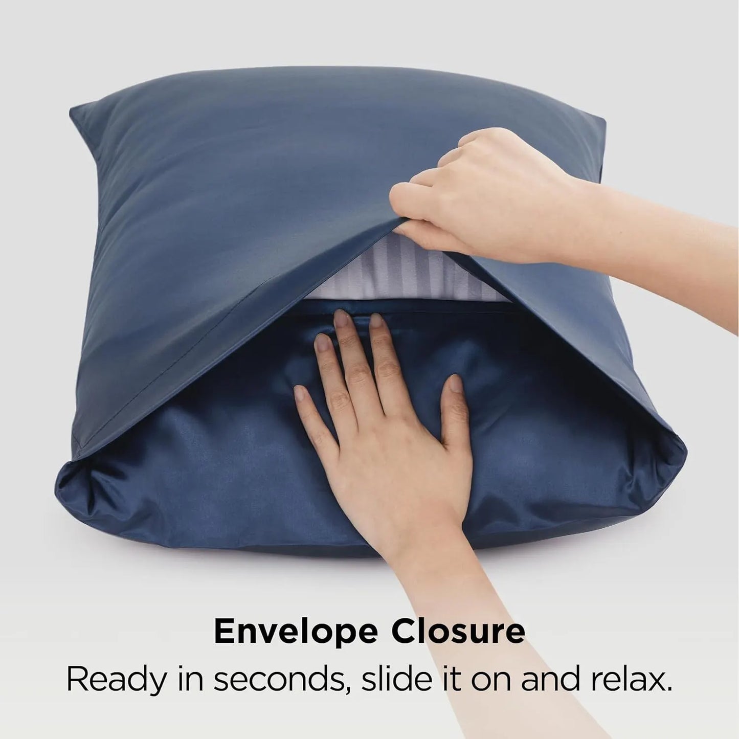 Silk Pillowcase for Hair and Skin Mulberry Silk Pillowcase Soft Breathable Smooth Both Sided Natural Silk Pillowcase with Envelope pocket Beauty Sleep Silk Pillow Case for Gift (2 Pack, Standard, Navy) - Image 4