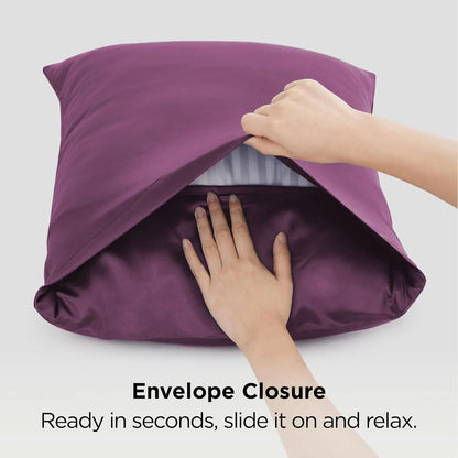Silk Pillowcase for Hair and Skin Mulberry Silk Pillowcase Soft Breathable Smooth Both Sided Natural Silk Pillowcase with Envelope pocket Beauty Sleep Silk Pillow Case for Gift (2 Pack, Standard, Purple) - Image 3