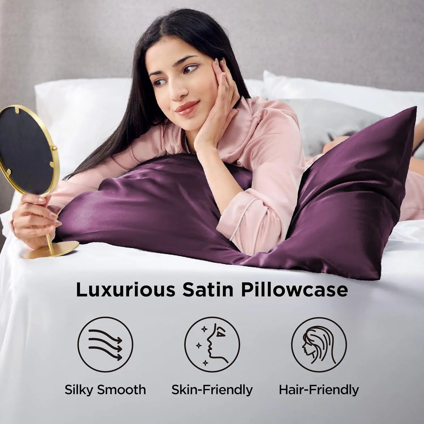 Silk Pillowcase for Hair and Skin Mulberry Silk Pillowcase Soft Breathable Smooth Both Sided Natural Silk Pillowcase with Envelope pocket Beauty Sleep Silk Pillow Case for Gift (2 Pack, Standard, Purple) - Image 4
