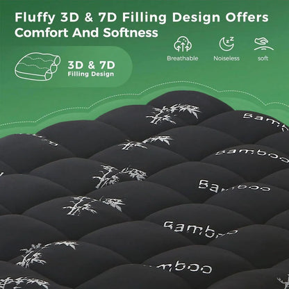 800GSM Mattress Topper Viscose Derived from Bamboo, Thick Pillowtop Fitted Mattress Cover with 45cm Deep Skirt - Machine Washable Hypoallergenic(Double,Black) - Image 7