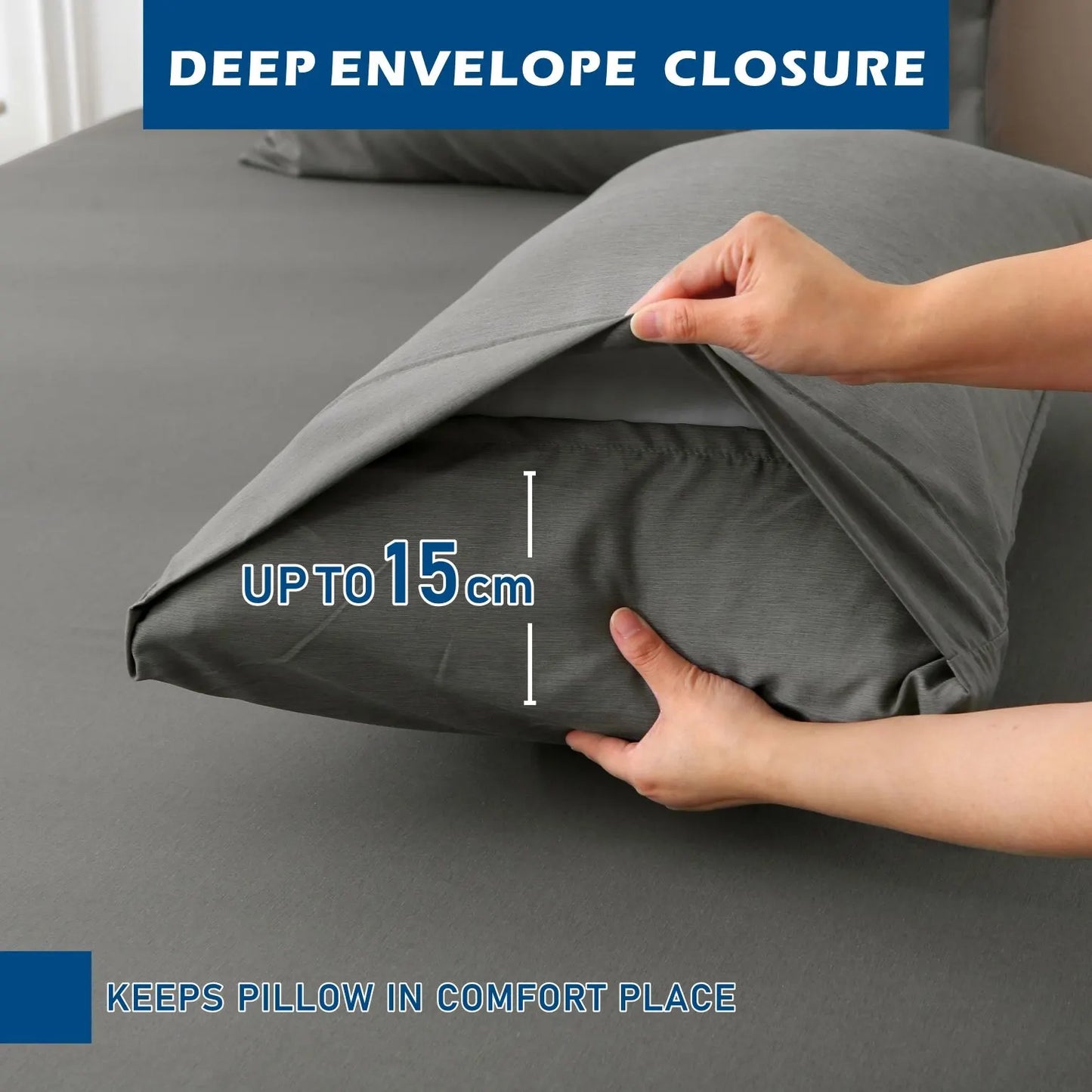 4 Piece Hotel Bamboo Cooling Sheet Set -Ultra Soft 2000TC Breathable Bed Sheets Set with 37 Centimetre Deep Pocket-Cooling Sheets for Hot Sleepers(Grey,Double) - Image 5