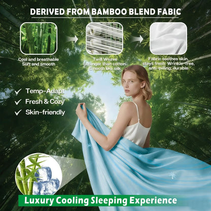 4 Piece Hotel Bamboo Cooling Sheet Set -Ultra Soft 2000TC Breathable Bed Sheets Set with 37 Centimetre Deep Pocket-Cooling Sheets for Hot Sleepers(Sky Blue,Double) - Image 3