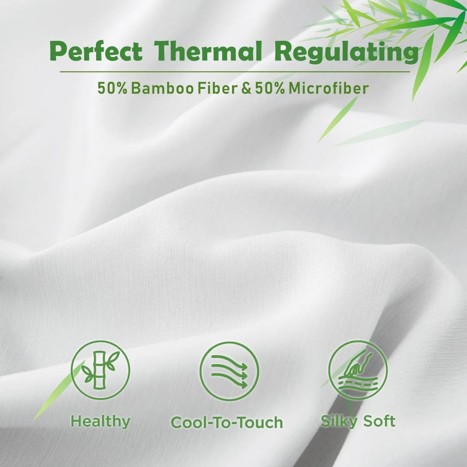 3 Piece Hotel Bamboo Cooling Fitted Sheet Set & Pillowcase -Ultra Soft 2000TC Breathable Fitted Bed Sheets Set with 37 Centimetre Deep Pocket-Cooling Sheets for Hot Sleepers(White,King) - Image 4