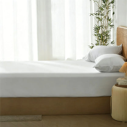 3 Piece Hotel Bamboo Cooling Fitted Sheet Set & Pillowcase -Ultra Soft 2000TC Breathable Fitted Bed Sheets Set with 37 Centimetre Deep Pocket-Cooling Sheets for Hot Sleepers(White,Queen) - Image 6
