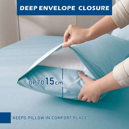 4 Piece Hotel Bamboo Cooling Sheet Set -Ultra Soft 2000TC Breathable Bed Sheets Set with 37 Centimetre Deep Pocket-Cooling Sheets for Hot Sleepers(Sky Blue,Queen) - Image 5