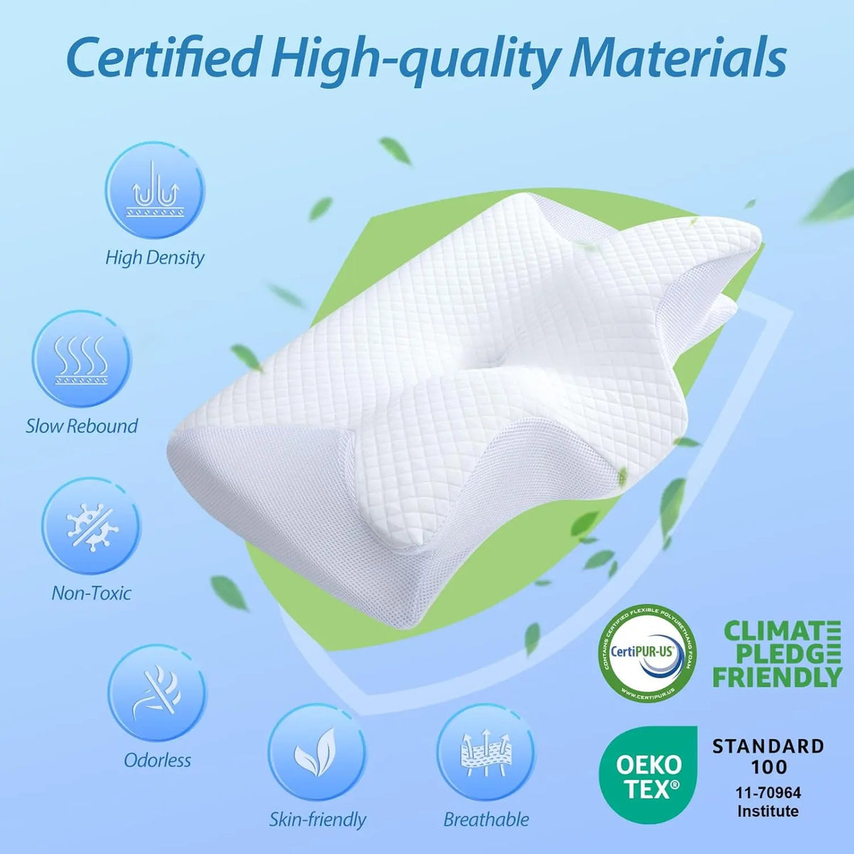 Cervical Neck Pillow for Neck Pain Relief, 2 in 1 Ergonomic Orthopedic Bed Pillow for Sleeping, Memory Foam Pillows for Side, Back & Stomach Sleepers with Removable Pillowcase - Image 3
