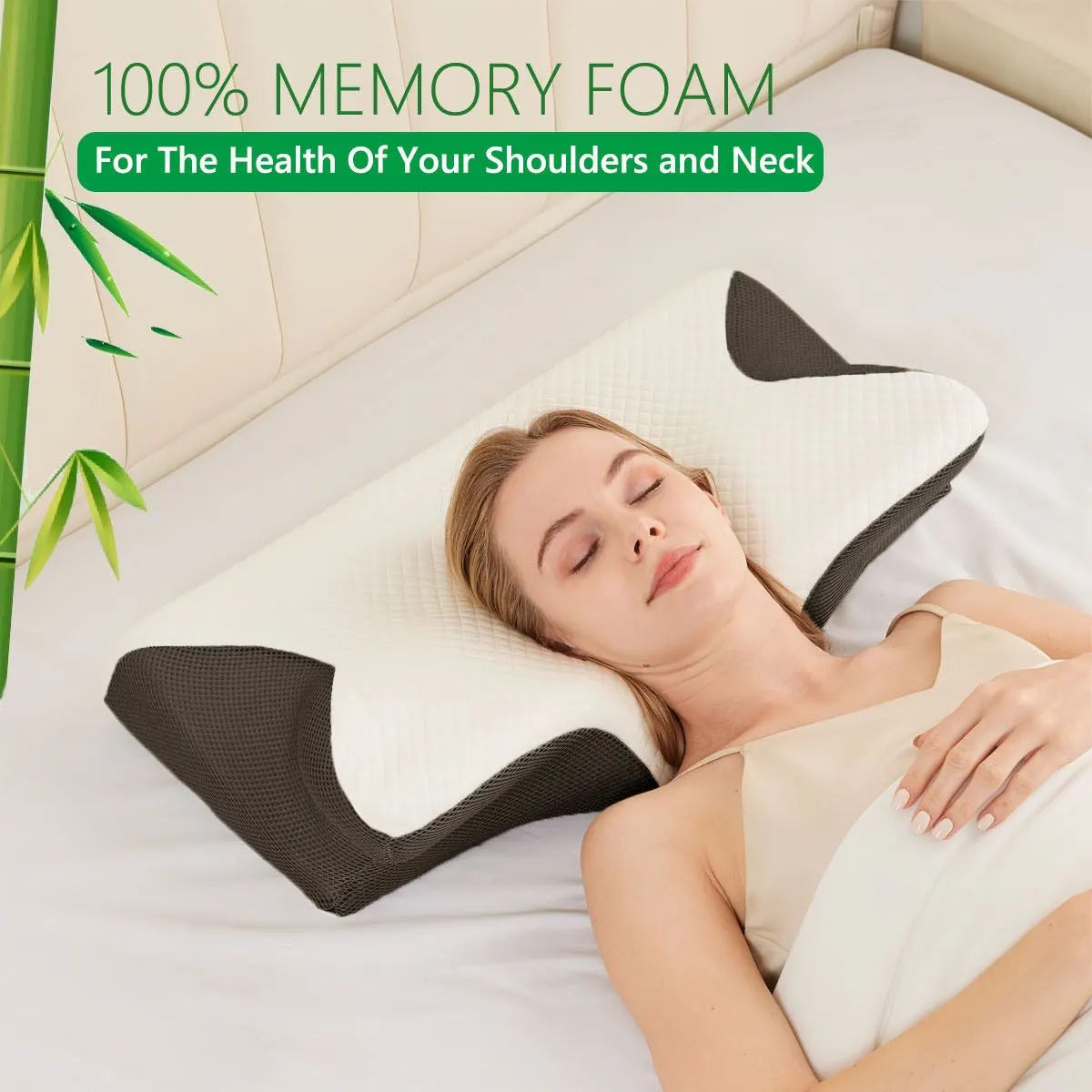 Cervical Neck Pillow for Neck Pain Relief, 2 in 1 Ergonomic Orthopedic Bed Pillow for Sleeping, Memory Foam Pillows for Side, Back & Stomach Sleepers with Removable Pillowcase