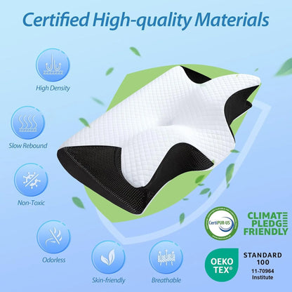 Cervical Neck Pillow for Neck Pain Relief, 2 in 1 Ergonomic Orthopedic Bed Pillow for Sleeping, Memory Foam Pillows for Side, Back & Stomach Sleepers with Removable Pillowcase - Image 3