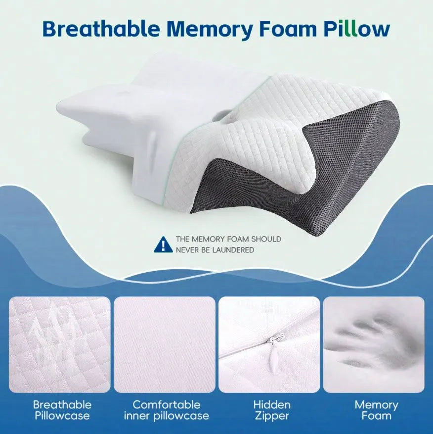 Cervical Neck Pillow for Neck Pain Relief, 2 in 1 Ergonomic Orthopedic Bed Pillow for Sleeping, Memory Foam Pillows for Side, Back & Stomach Sleepers with Removable Pillowcase - Image 5