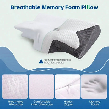 Cervical Neck Pillow for Neck Pain Relief, 2 in 1 Ergonomic Orthopedic Bed Pillow for Sleeping, Memory Foam Pillows for Side, Back & Stomach Sleepers with Removable Pillowcase - Image 5