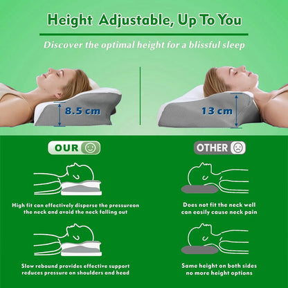 Cervical Neck Pillow for Neck Pain Relief, 2 in 1 Ergonomic Orthopedic Bed Pillow for Sleeping, Memory Foam Pillows for Side, Back & Stomach Sleepers with Removable Pillowcase - Image 3