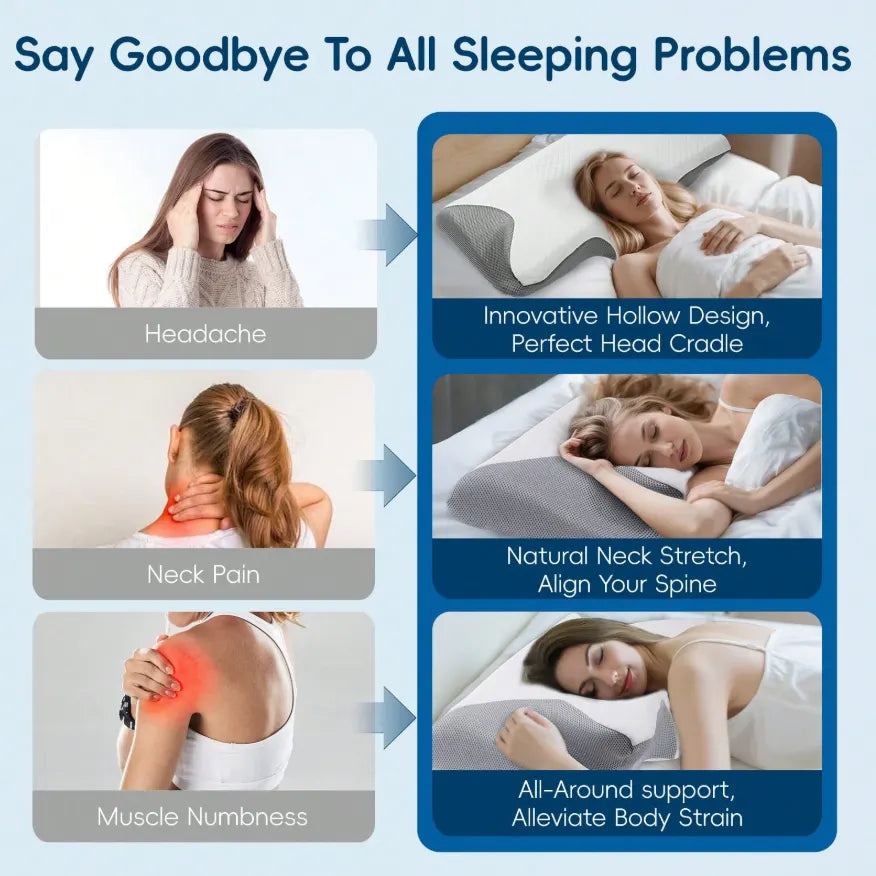 Cervical Neck Pillow for Neck Pain Relief, 2 in 1 Ergonomic Orthopedic Bed Pillow for Sleeping, Memory Foam Pillows for Side, Back & Stomach Sleepers with Removable Pillowcase - Image 5