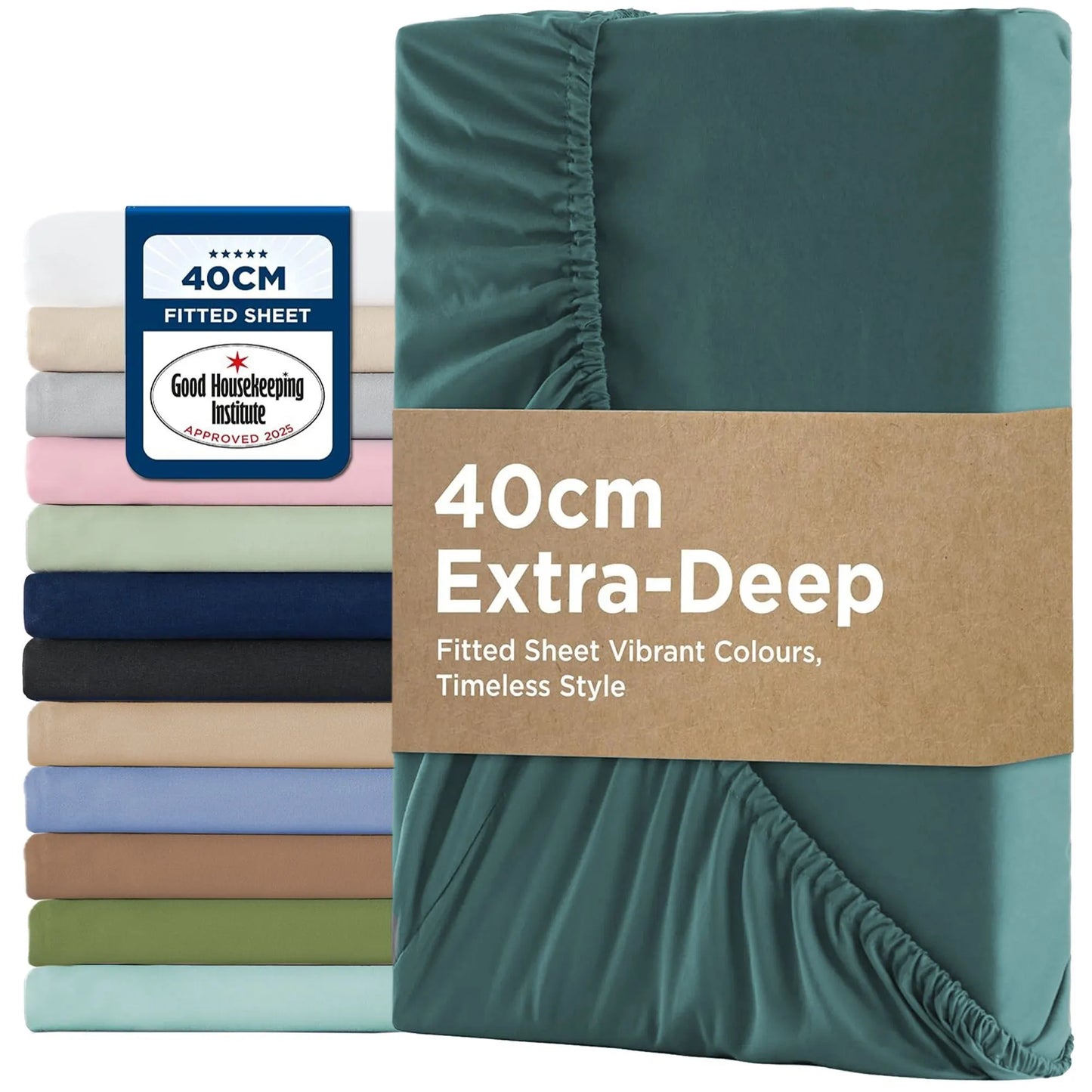 2000TC Hotel Quality Fitted Sheets - 2 Piece Fitted Sheets  -Breathable Bedding - Wrinkle, Fade, Stain Resistant- 16inch/40cm Deep Pocket Fitted Bed Sheets-Wrinkle and Fade Resistant,(Biscay blue,Single)