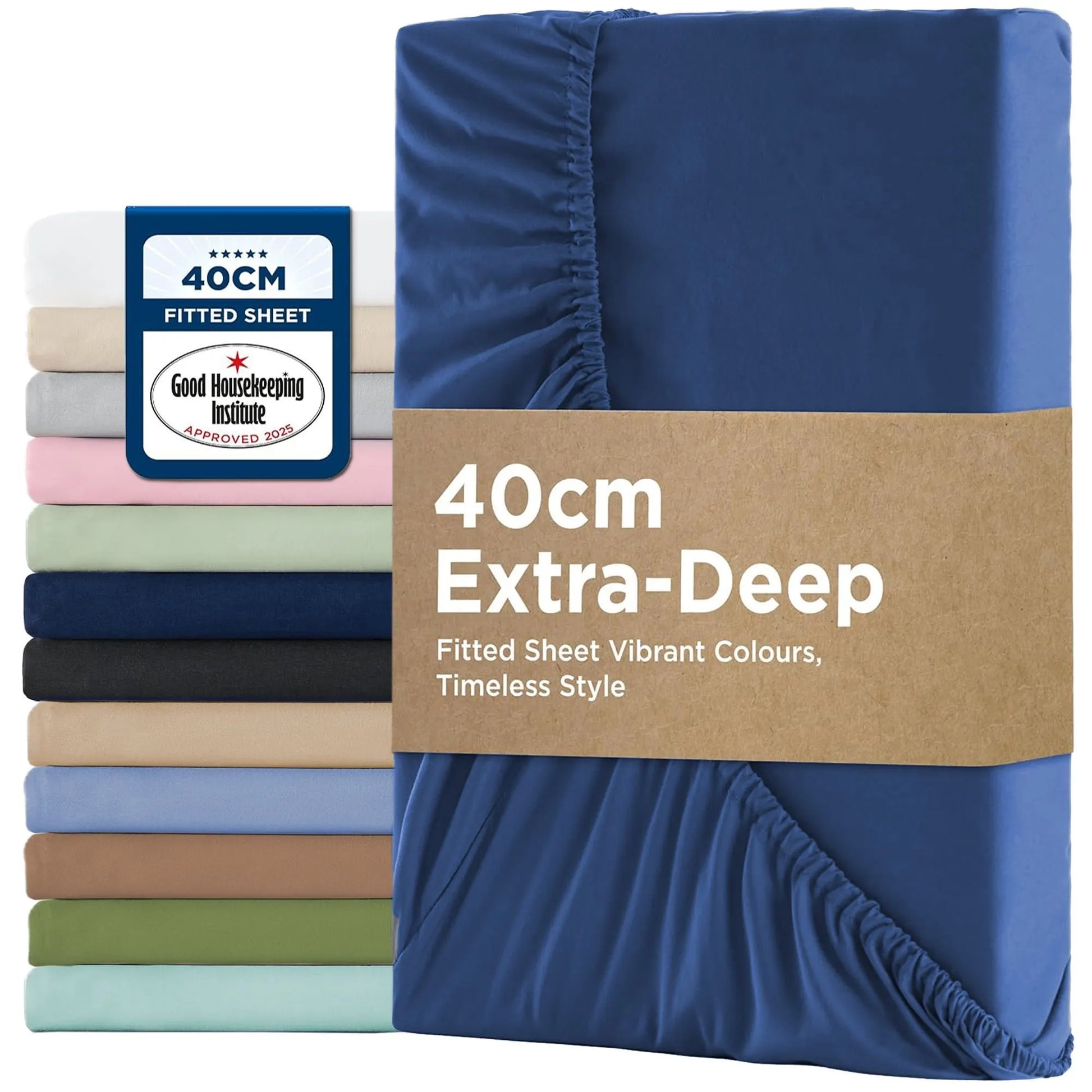 2000TC Hotel Quality Fitted Sheets - 2 Piece Fitted Sheets  -Breathable Bedding - Wrinkle, Fade, Stain Resistant- 16inch/40cm Deep Pocket Fitted Bed Sheets-Wrinkle and Fade Resistant,(Royal blue,Super King)