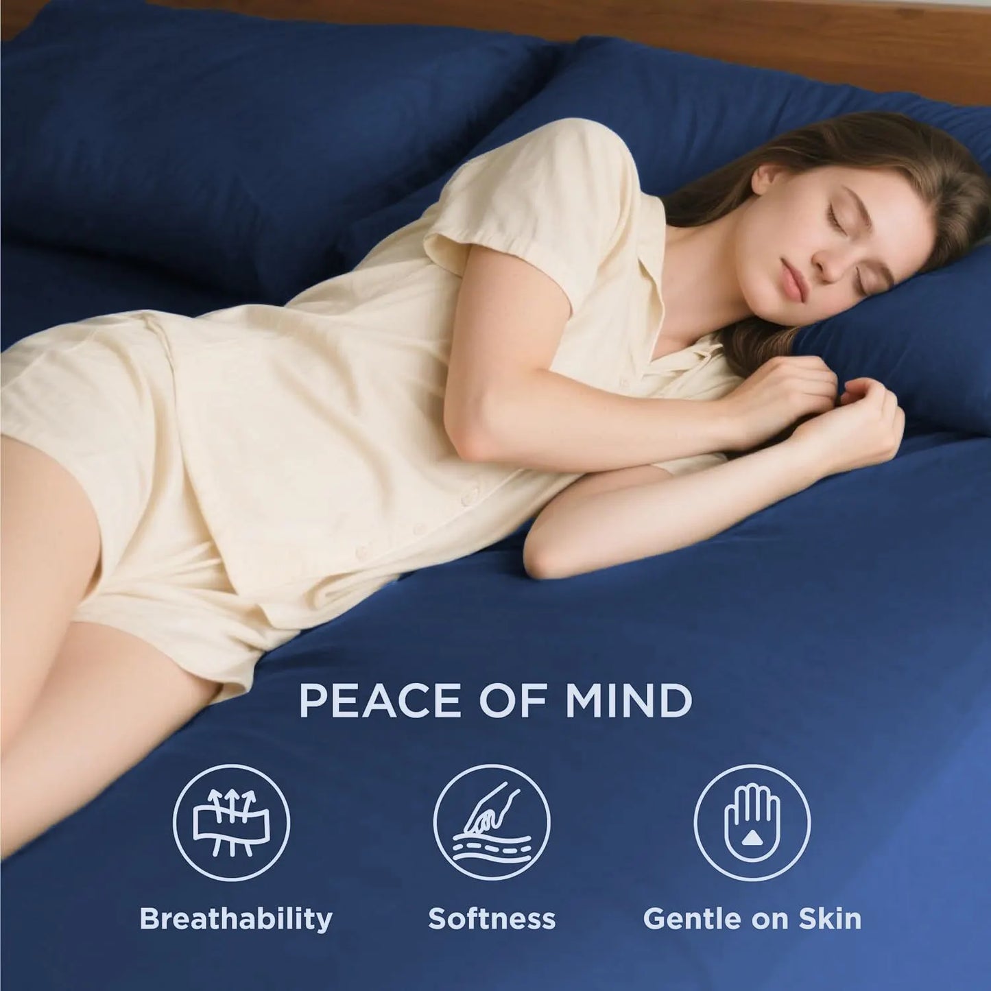 2000TC Hotel Quality Fitted Sheets - 2 Piece Fitted Sheets  -Breathable Bedding - Wrinkle, Fade, Stain Resistant- 16inch/40cm Deep Pocket Fitted Bed Sheets-Wrinkle and Fade Resistant,(Royal blue,Super King) - Image 2
