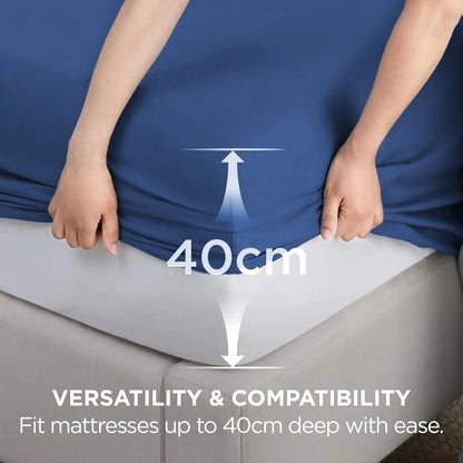 2000TC Hotel Quality Fitted Sheets - 2 Piece Fitted Sheets  -Breathable Bedding - Wrinkle, Fade, Stain Resistant- 16inch/40cm Deep Pocket Fitted Bed Sheets-Wrinkle and Fade Resistant,(Royal blue,Super King) - Image 3