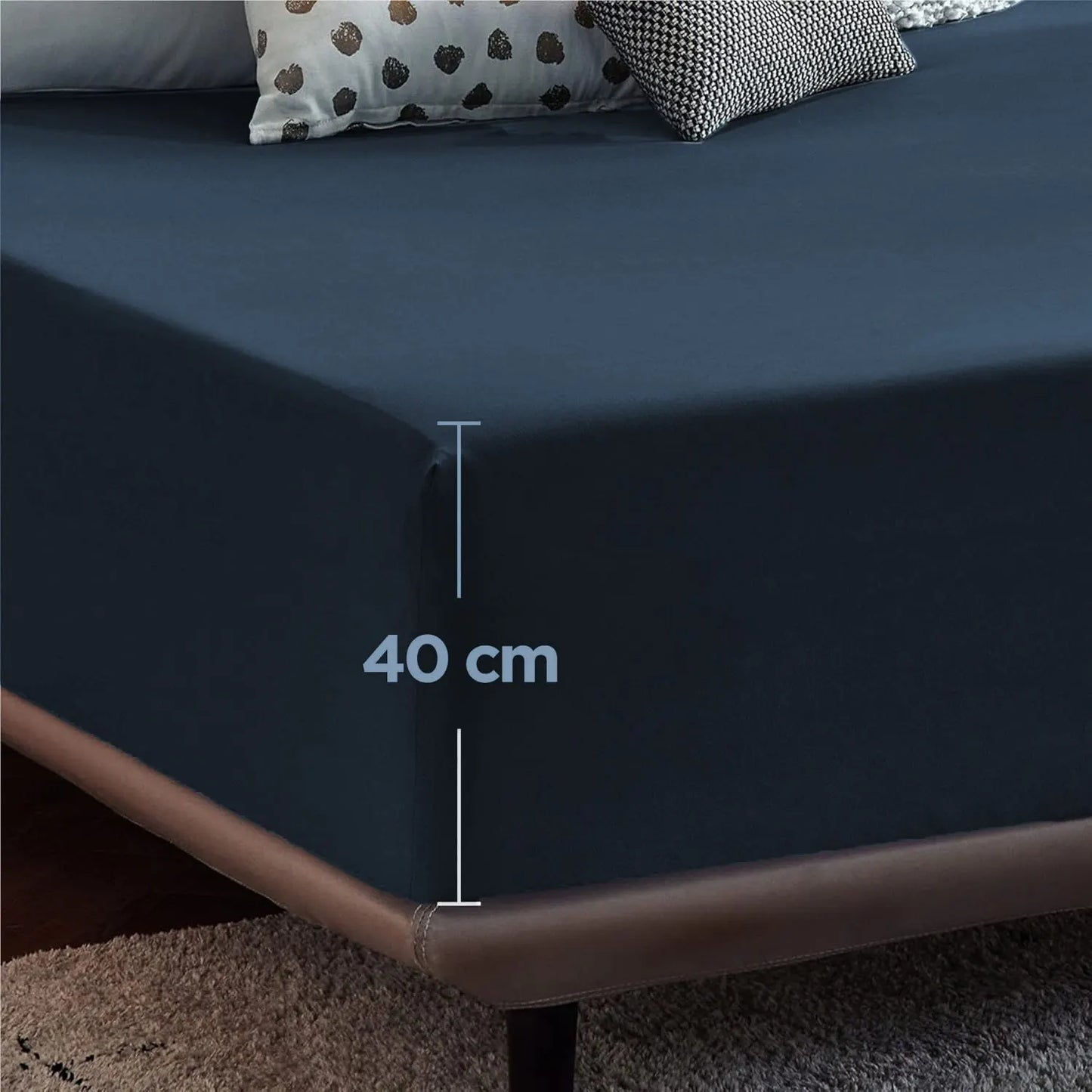 2000TC Hotel Quality Fitted Sheets - 2 Piece Fitted Sheets  -Breathable Bedding - Wrinkle, Fade, Stain Resistant- 16inch/40cm Deep Pocket Fitted Bed Sheets-Wrinkle and Fade Resistant,(Navy,Super King) - Image 5