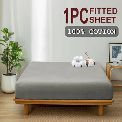 100% Cotton Fitted Sheet - Super Soft 40cm Deep Pocket Bottom Sheets - White Elastic Sheet（Double,Grey) - Image 2