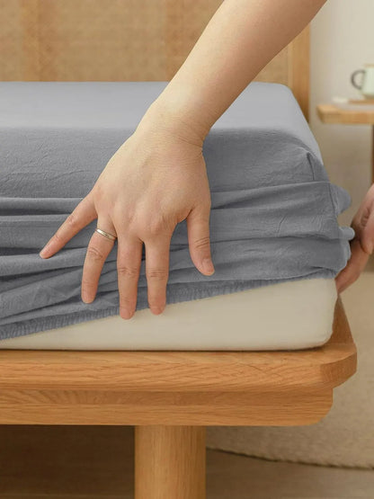 100% Cotton Fitted Sheet - Super Soft 40cm Deep Pocket Bottom Sheets - White Elastic Sheet（Double,Grey) - Image 4