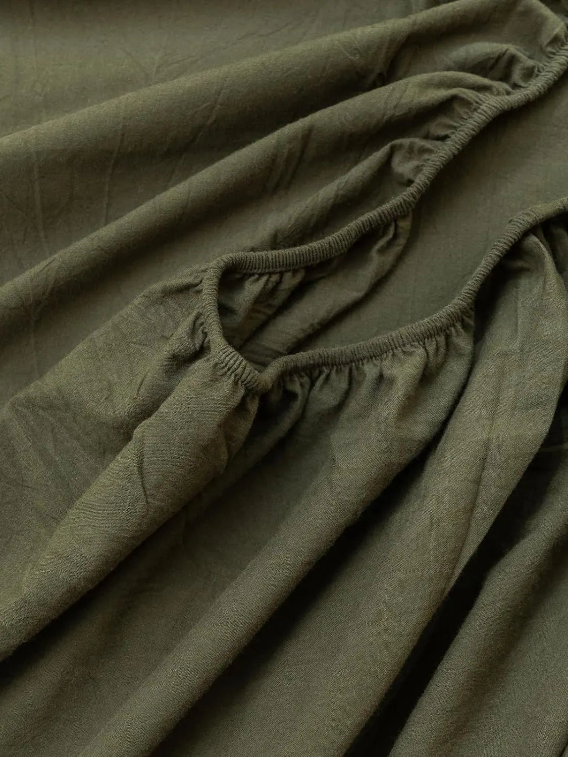 100% Cotton Fitted Sheet - Super Soft 40cm Deep Pocket Bottom Sheets - White Elastic Sheet（Double,Olive green) - Image 3