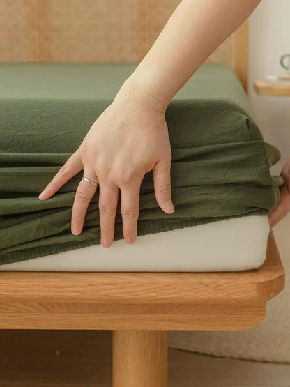 100% Cotton Fitted Sheet - Super Soft 40cm Deep Pocket Bottom Sheets - White Elastic Sheet（Double,Olive green) - Image 5