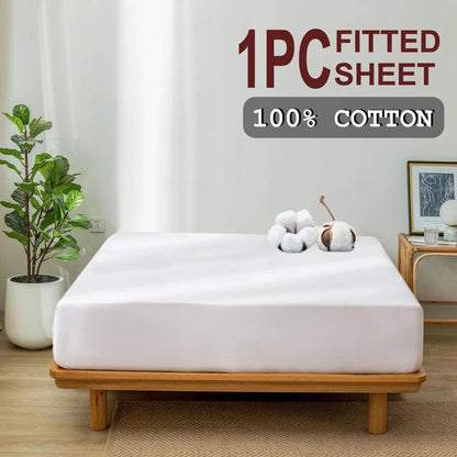 100% Cotton Fitted Sheet - Super Soft 40cm Deep Pocket Bottom Sheets - White Elastic Sheet（King,White) - Image 2
