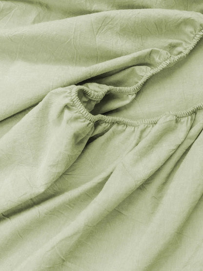 100% Cotton Fitted Sheet - Super Soft 40cm Deep Pocket Bottom Sheets - White Elastic Sheet（Queen,Green beans) - Image 4