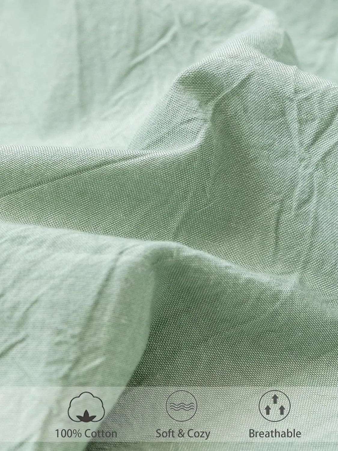 100% Cotton Fitted Sheet - Super Soft 40cm Deep Pocket Bottom Sheets - White Elastic Sheet（Queen,Green beans) - Image 5