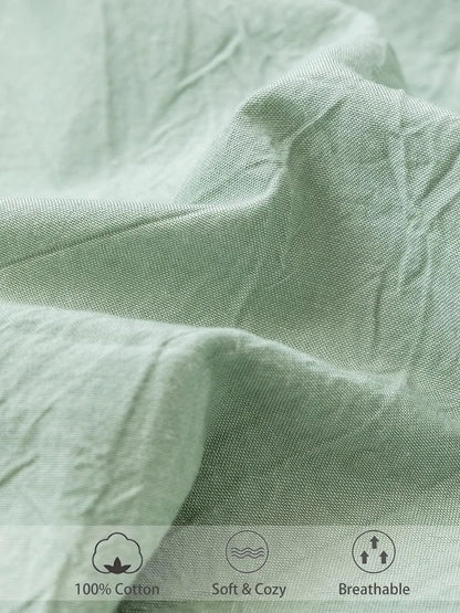 100% Cotton Fitted Sheet - Super Soft 40cm Deep Pocket Bottom Sheets - White Elastic Sheet（Queen,Green beans) - Image 5