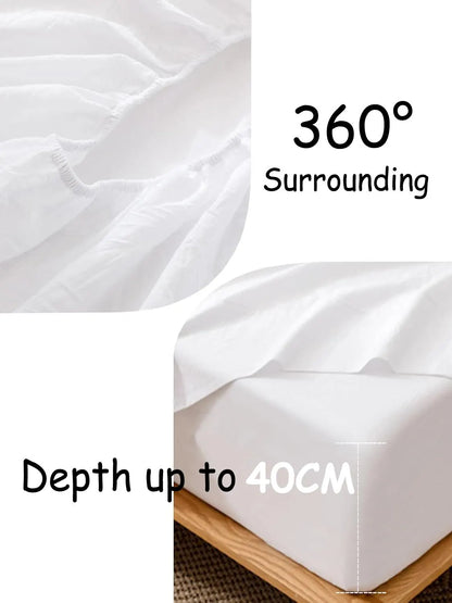 100% Cotton Fitted Sheet - Super Soft 40cm Deep Pocket Bottom Sheets - White Elastic Sheet（Super King,White) - Image 4