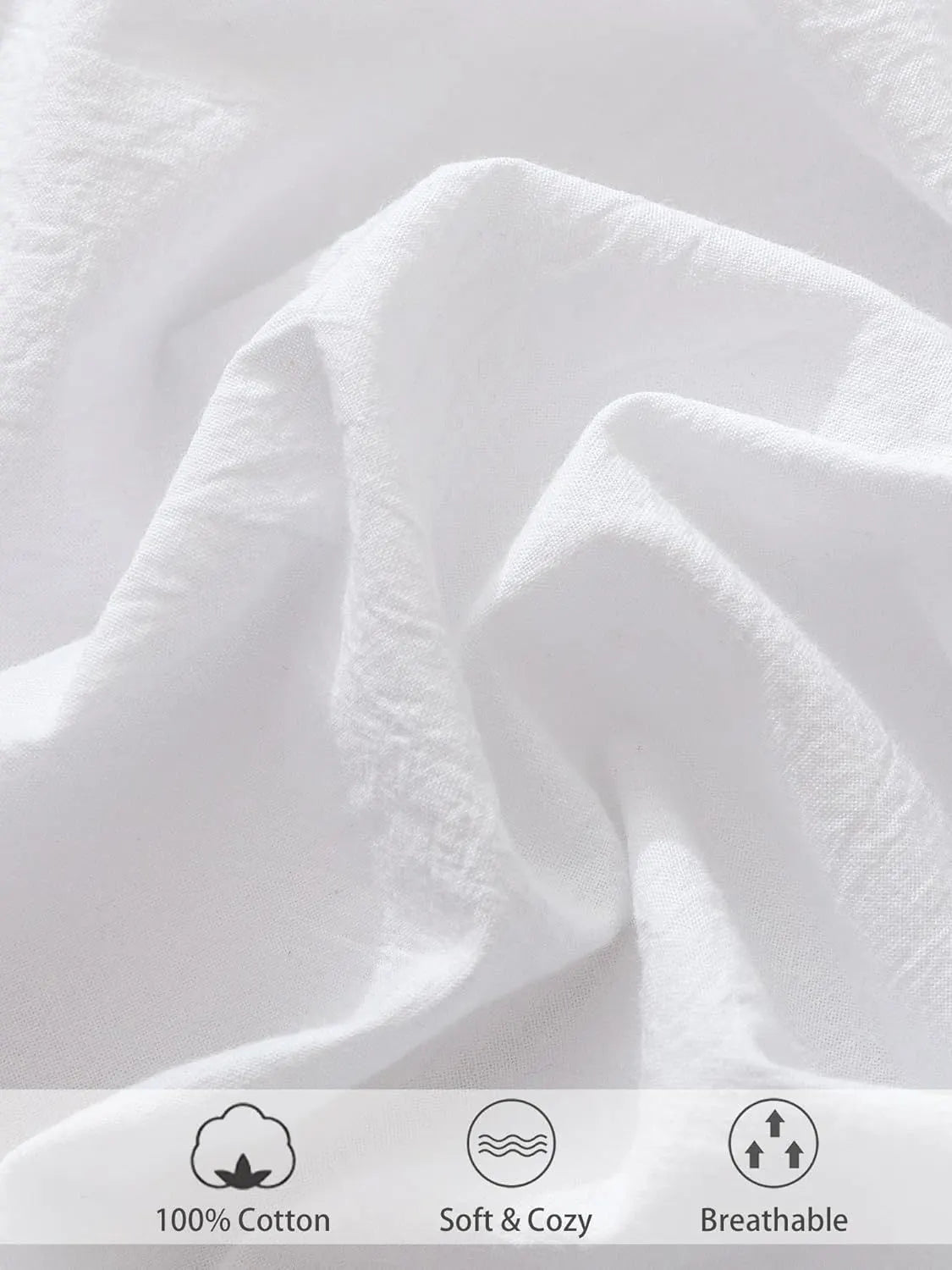 100% Cotton Fitted Sheet - Super Soft 40cm Deep Pocket Bottom Sheets - White Elastic Sheet（Super King,White) - Image 5