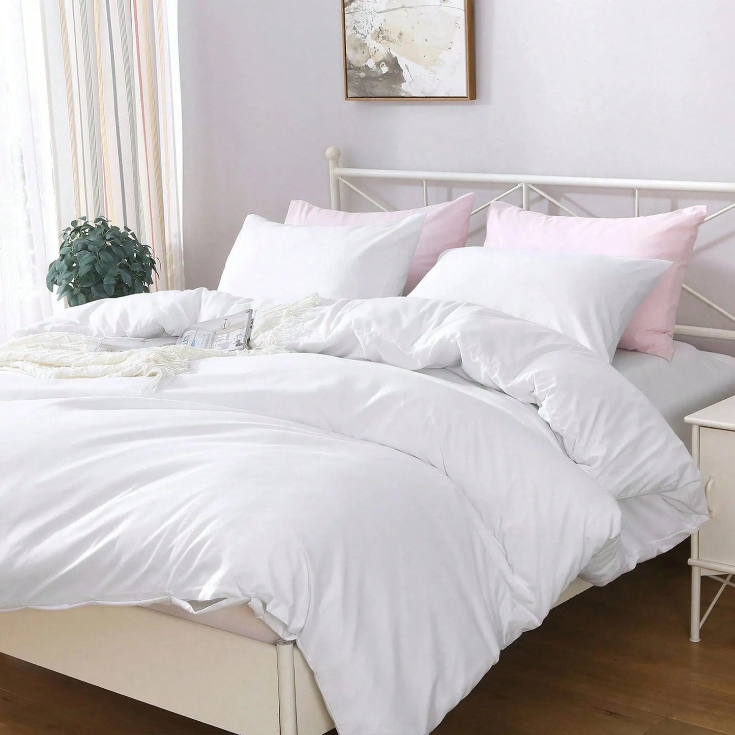 Hotel Soft Microfiber Duvet Cover Set-2000TC Quilt Cover Set & Pillowcases -1 Donna Cover Zipper Closure & 1 x Pillowcases-Breathable Bedding - Wrinkle, Fade, Stain Resistant(Raw white,Double) - Image 2