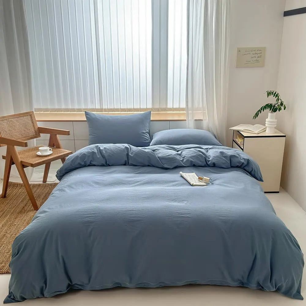 Hotel Soft Microfiber Duvet Cover Set-2000TC Quilt Cover Set & Pillowcases -1 Donna Cover Zipper Closure & 1 x Pillowcases-Breathable Bedding - Wrinkle, Fade, Stain Resistant(Ocean,Double)