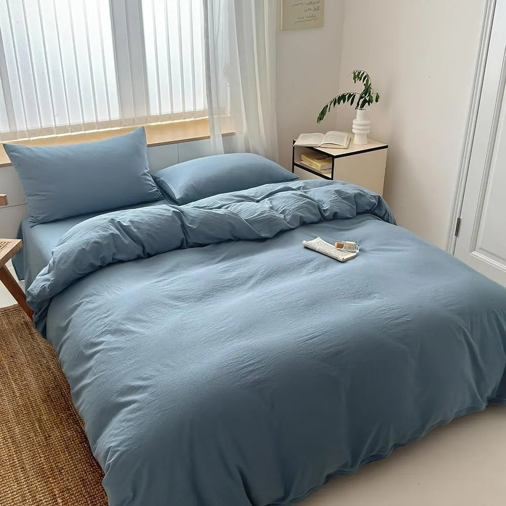 Hotel Soft Microfiber Duvet Cover Set-2000TC Quilt Cover Set & Pillowcases -1 Donna Cover Zipper Closure & 1 x Pillowcases-Breathable Bedding - Wrinkle, Fade, Stain Resistant(Ocean,Double) - Image 2