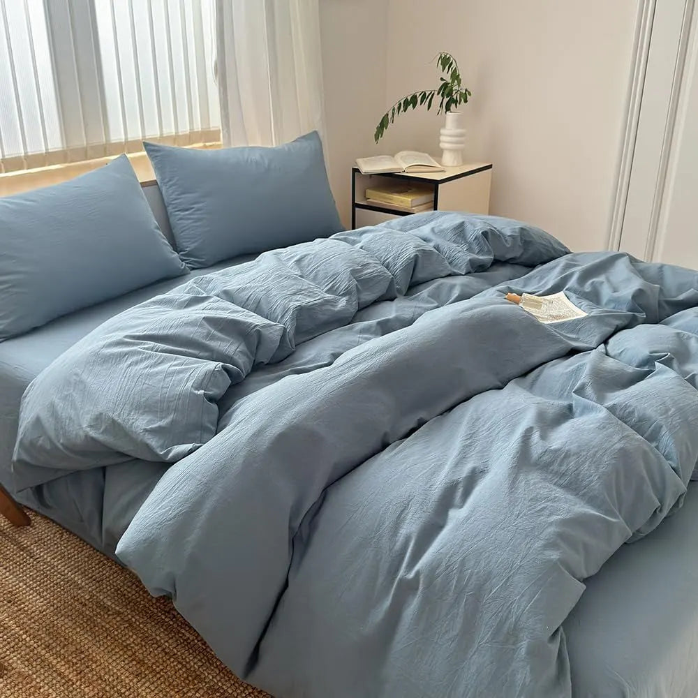 Hotel Soft Microfiber Duvet Cover Set-2000TC Quilt Cover Set & Pillowcases -1 Donna Cover Zipper Closure & 1 x Pillowcases-Breathable Bedding - Wrinkle, Fade, Stain Resistant(Ocean,Double) - Image 3
