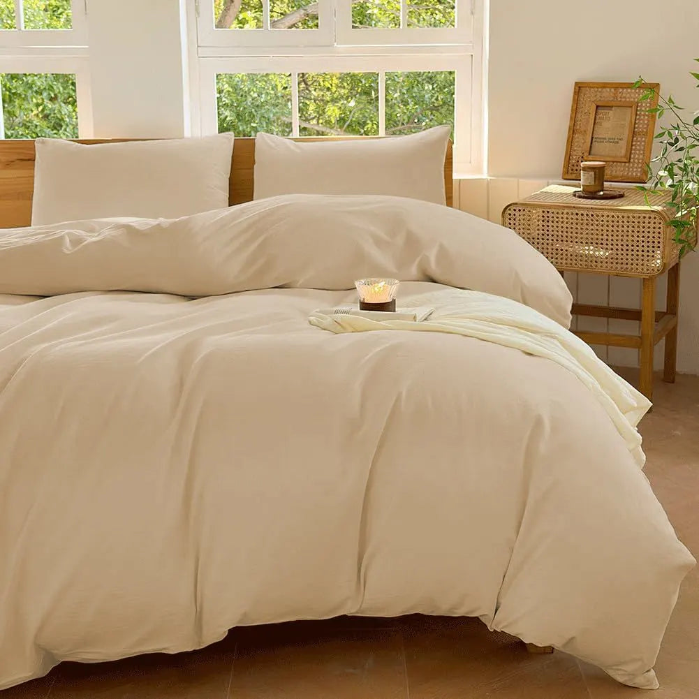 Hotel Soft Microfiber Duvet Cover Set-2000TC Quilt Cover Set & Pillowcases -1 Donna Cover Zipper Closure & 1 x Pillowcases-Breathable Bedding - Wrinkle, Fade, Stain Resistant(Camel Beige,Double) - Image 3