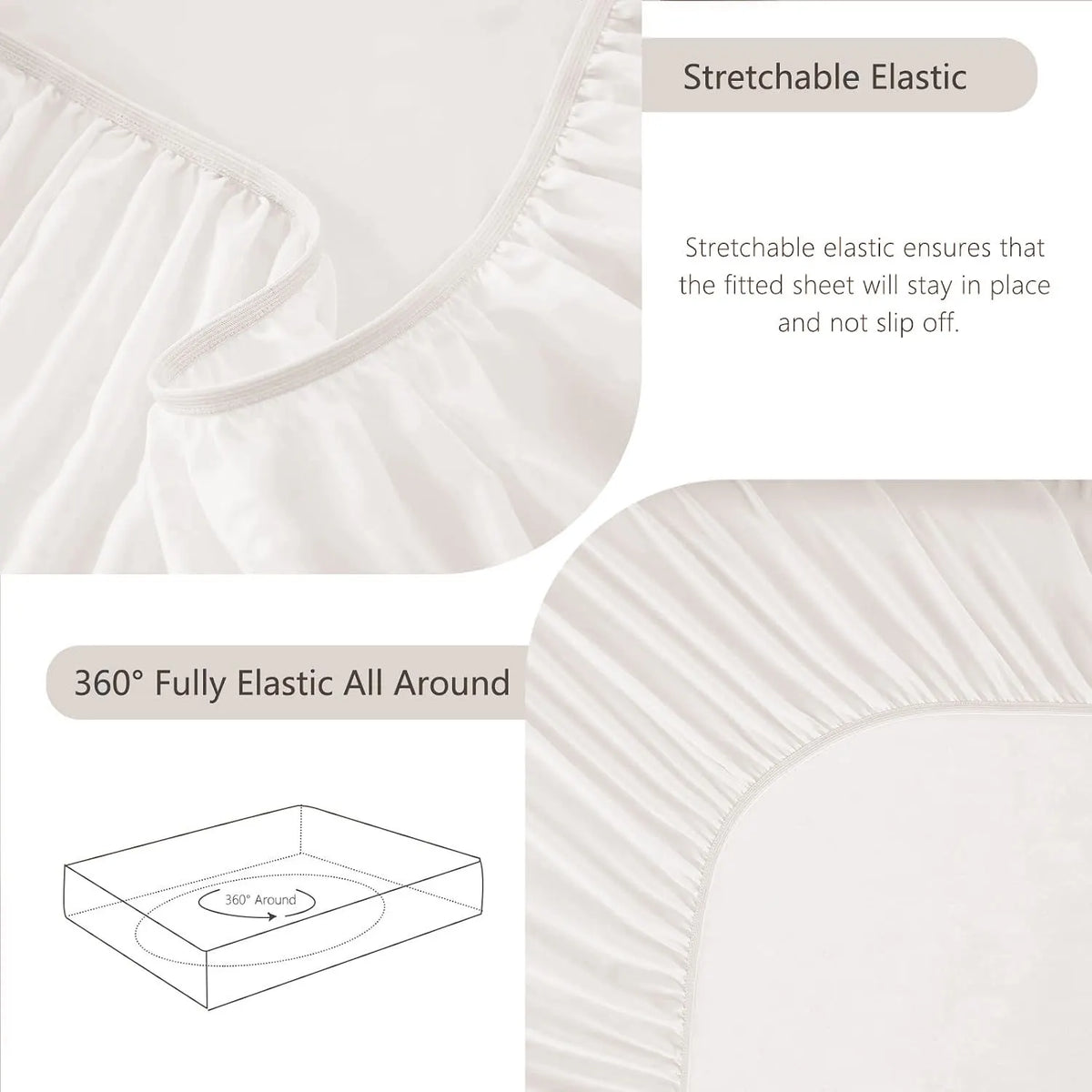 Hotel Soft Bed Sheet Set- Bedding Sheets & Pillowcases -Breathable Bedding - Wrinkle, Fade, Stain Resistant-Deep Pocket Flat Fitted Bed Sheet Set(White,Double) - Image 6